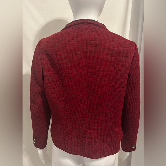 Rare Vintage S Red Tweed Tailored Blazer Clueless Inspired Preppy Academia Corp - Picture 4 of 6